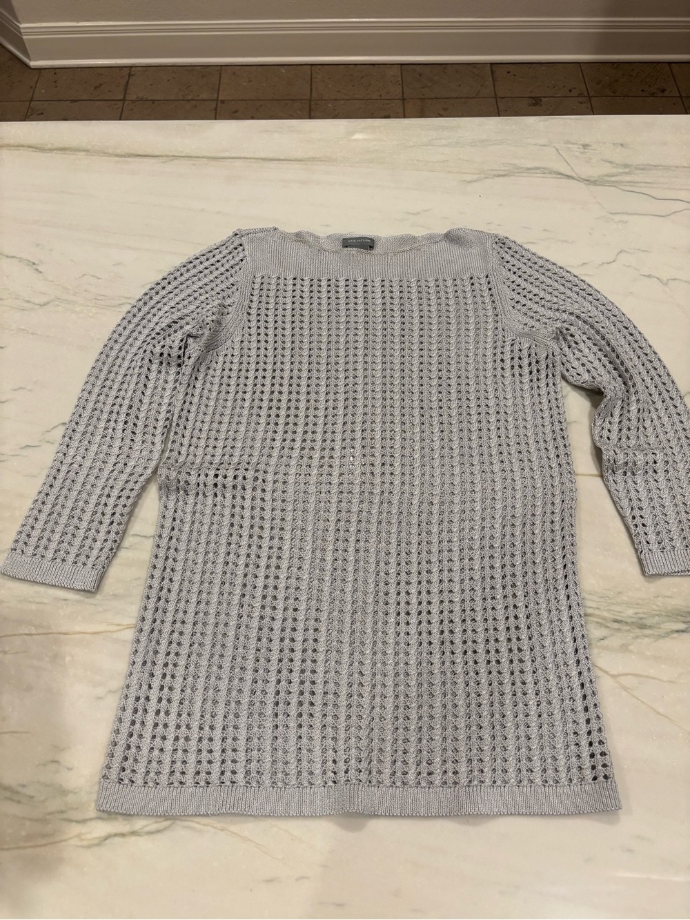 Ann Taylor Light Gray Open-Knit Women's Sweater
